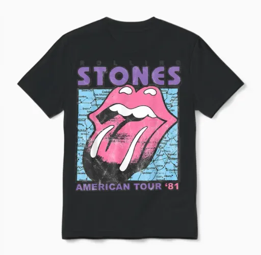 Official the Rolling Stones American Tour 81 White Unisex T-Shirt in Black