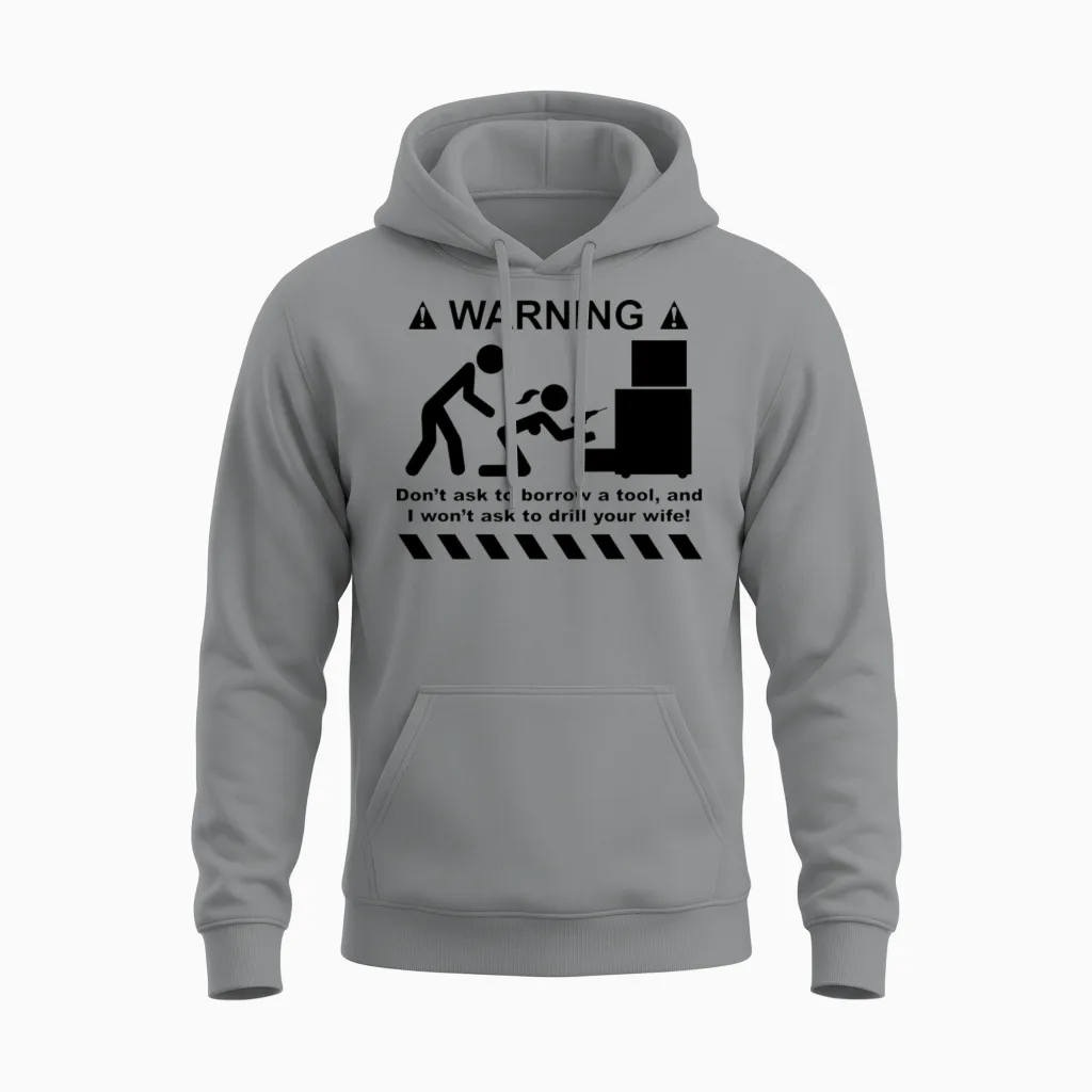 Drill Your Wife Couples & Matching Gift Unisex Hoodie in Sport Grey