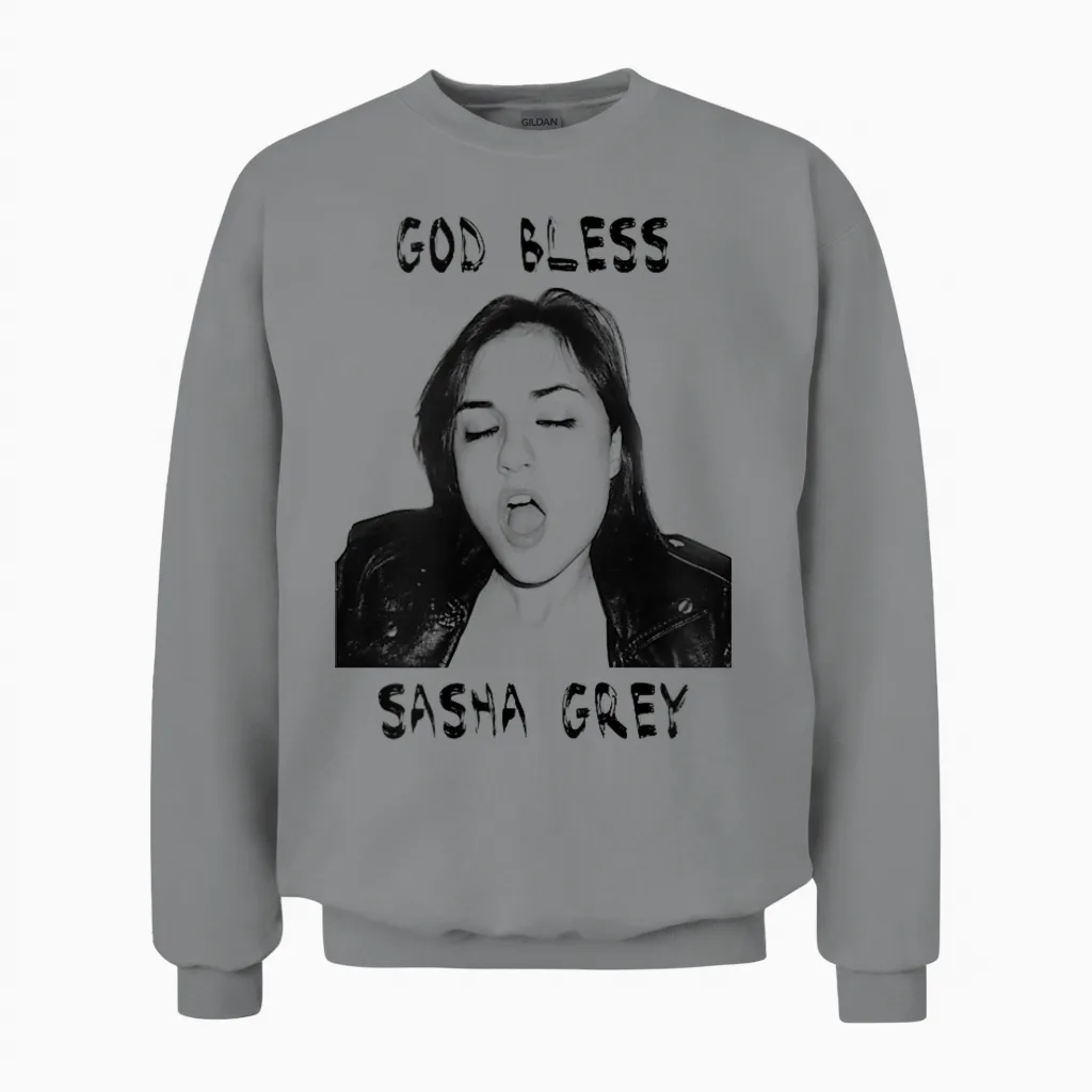 God Bless Sasha Grey T-Shirt (unisex) Unisex Sweatshirt in Sport Grey