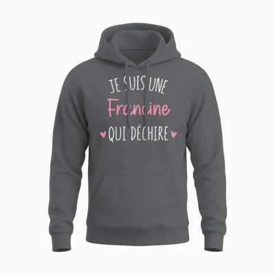 Women's Personalised Gift Name Francine Qui Déchire Unisex Hoodie - Charcoal