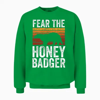 Retro Fear the Honey Badger Unisex Sweatshirt - Irish Green