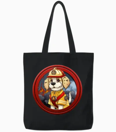 Dogs Firefighter / Fireman Dog Tote Bags - Black