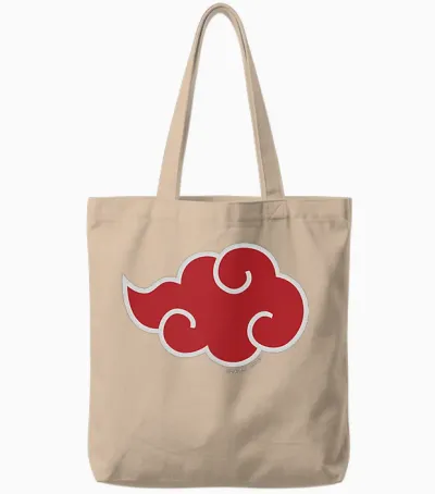 Naruto Shippuden Akatsuki Cloud Short Sleeve Tote Bags - Natural
