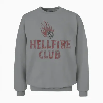 Stranger Things Hellfire Wanted Officially Licensed Unisex Sweatshirt - Sport Grey