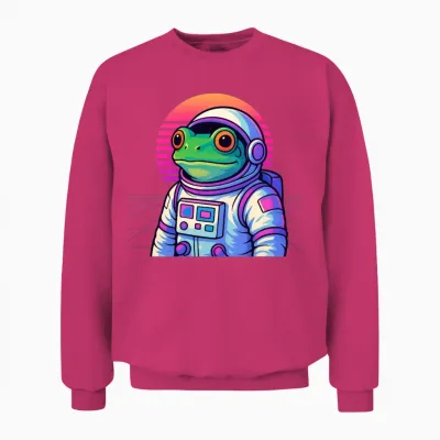 Retro Frog Astronaut Unisex Sweatshirt - Heliconia