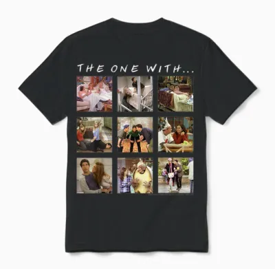 Friends Group Shot the One with Character Panels Unisex T-Shirt - Black