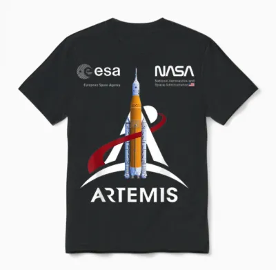 Nasa Artemis Sls Mission Esa Und Worm Logo Unisex T-Shirt - Black
