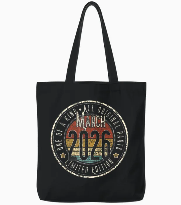- 1er Anniversaire Vintage Mars 2026 Retro Limited Edition Tote Bags in Black