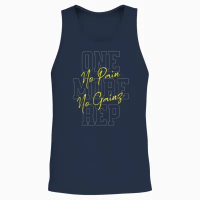 "one More Rep No Pain No Gainz Gym Fitness Top" T-Shirt, Black, S Unisex Tank Top - Navy
