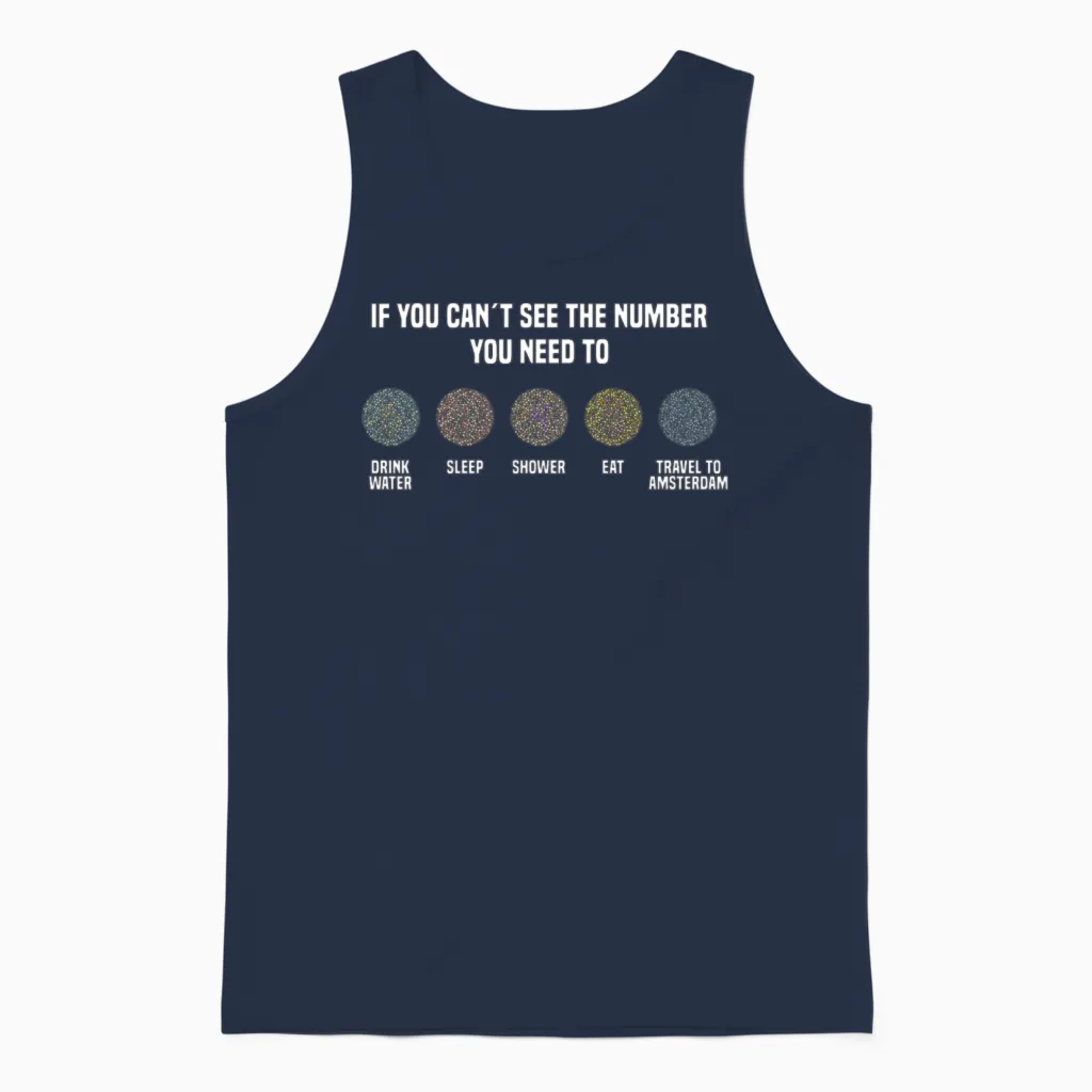 Ishihara Numbers - Travel to Amsterdam Unisex Tank Top in Navy