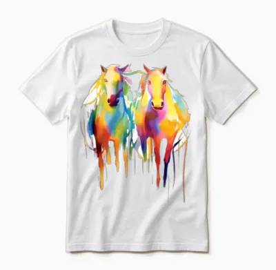 Miniature Horses Mini Horse Watercolor Splash Unisex T-Shirt - White