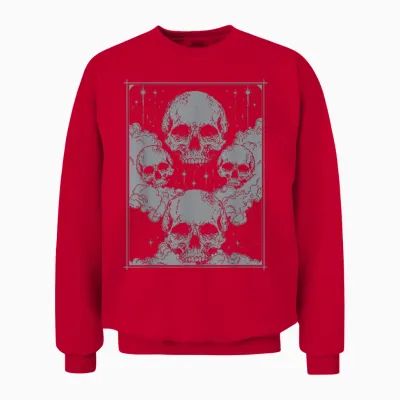 Gothic Schädel Hexe Okkult Magie Mystisch Mond Horror Dunkel Unisex Sweatshirt - Red