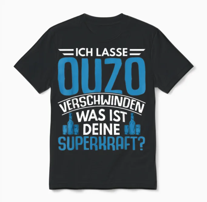 Lustige Grafiken Und Mehr Ouzo Schnaps Spruch Geschenk Greiche Griechenland Geschenkid T-Shirt, Unisex-Erwachsene, Schwarz, S Unisex T-Shirt in Black