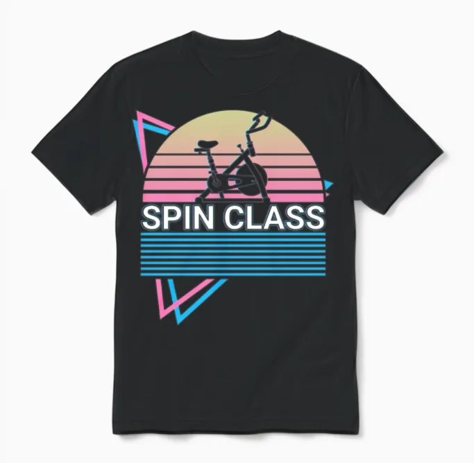 Spin Class Retro Unisex T-Shirt in Black