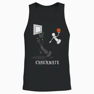 Funny Checkmate Chess Basketball Game Board King Pawn Piece Unisex Tank Top - Black