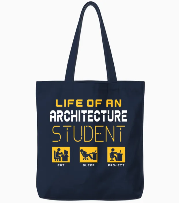 Funny Architecture Student School & Graduation Gift Tote Bags in Navy