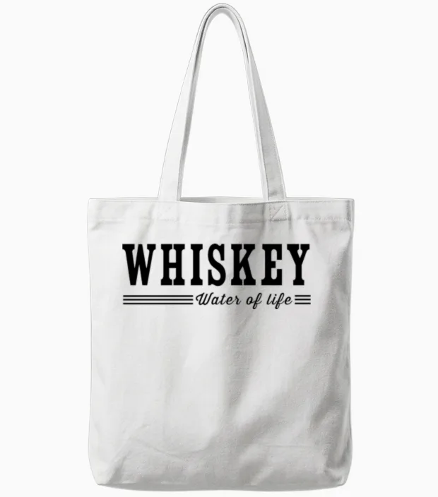 Whiskey. Water of Life Wine & Beer Gift Tote Bags in White