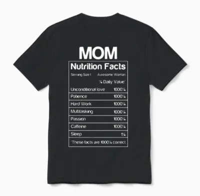 Thanksgiving Christmas Funny Mom Nutrition Facts Unisex T-Shirt - Black