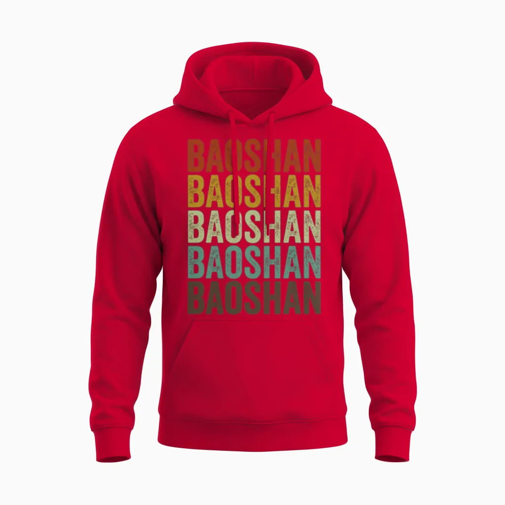 Baoshan China Retro Vintage Unisex Hoodie - Red