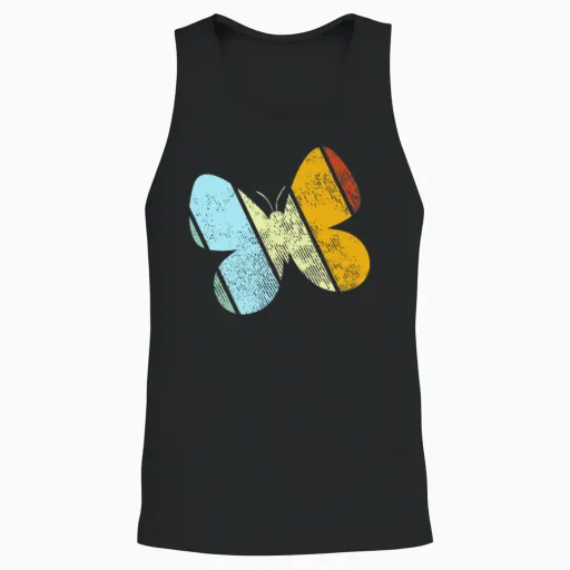 Butterfly Retro Unisex Tank Top - Black