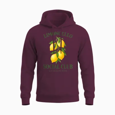 Limoncello Social Club X La Dolce Vita X Spritz - Backprint Unisex Hoodie - Maroon