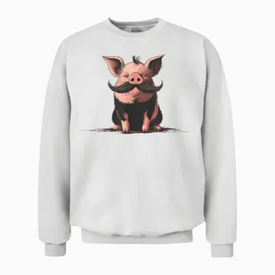 Costume De Cochon Souriant Avec Moustache Unisex Sweatshirt - White