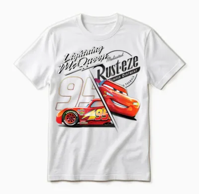 Pixar Cars Lightning Mcqueen Rusteze Unisex T-Shirt - White