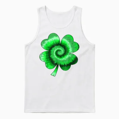 Irish Shamrock Tie Dye Happy St Patrick's Day Go Lucky Gifts Unisex Tank Top - White