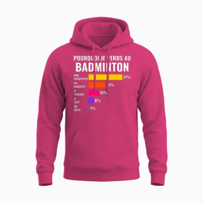 Pourquoi Je Perds Au Badminton Perdant Humour Unisex Hoodie - Heliconia