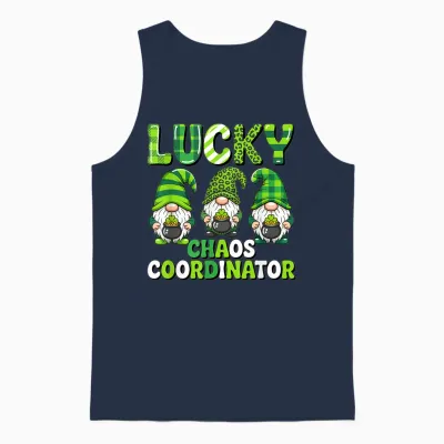 St Patrick's Day - Lucky Shamrock Leopard Gnomes Irish Women Unisex Tank Top - Navy