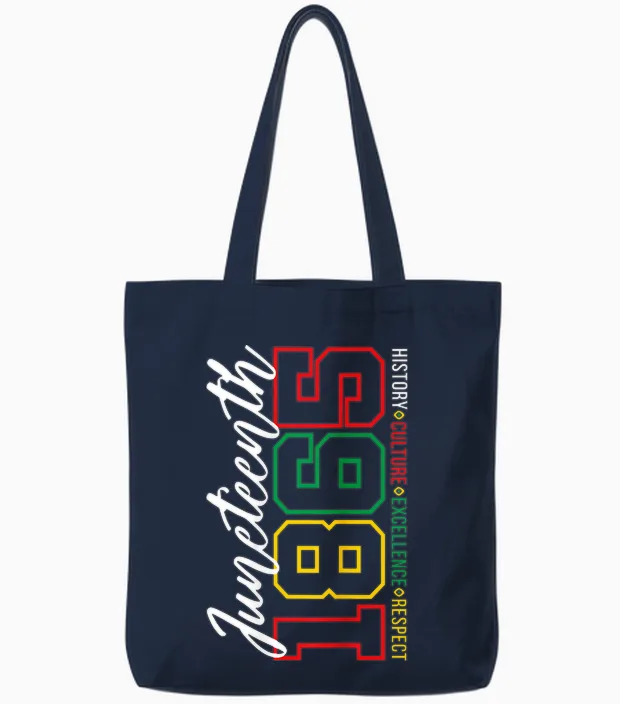 Juneteenth 1865 Shirts Women Men June 19th 1865 Freedom Day Tote Bags in Navy