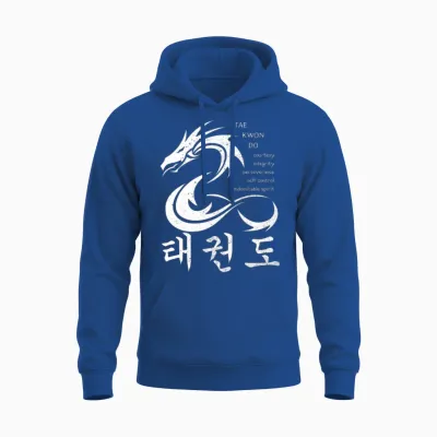 Dragon W/ Korean Taekwondo Symbols & 5 Tkd Tenets Unisex Hoodie - Royal