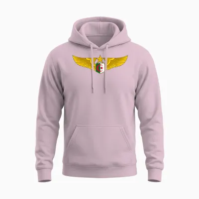 Large Flag Algeria Air Force T-Shirt, Black, S Unisex Hoodie - Light Pink