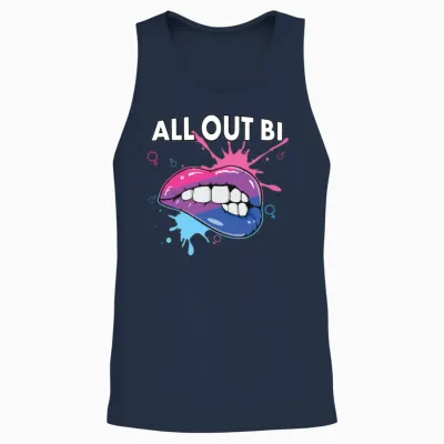 All Out Bi Flag Bisexual Rainbow Pride Bisexuality Unisex Tank Top - Navy