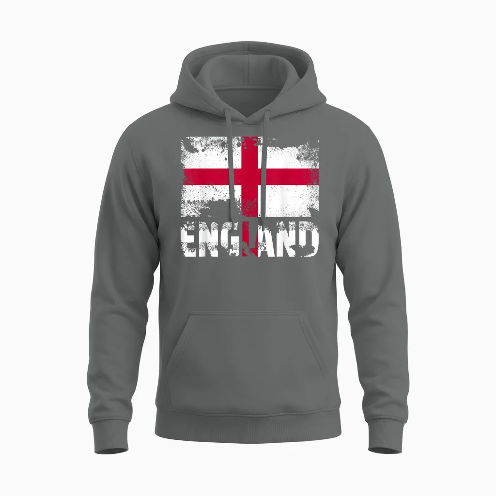 England Flagge Vintage Used-Englisch-Grunge Travel Unisex Hoodie in Graphite Heather
