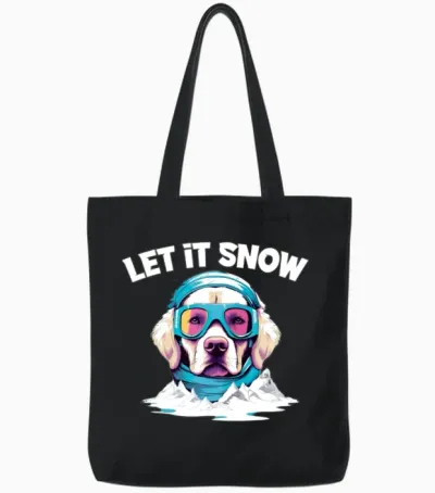 Dog with Ski Goggles Snow Snowfall for a Dog Tote Bags - Black