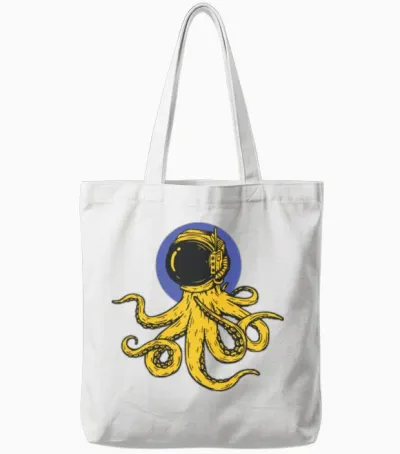 Octopus Astronaut Tote Bags - White