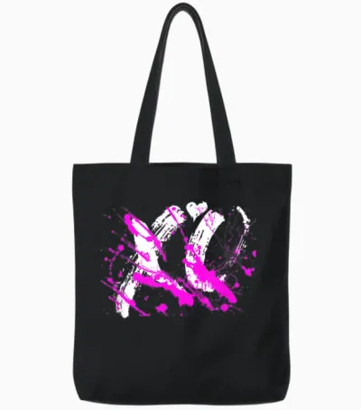 Motif Rose Xo Splash Pink Tote Bags - Black
