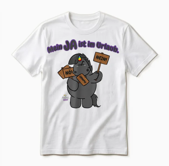 Pummeleinhorn - Grummeleinhorn Mein Ja Ist Im Urlaub Fun Unisex T-Shirt in White