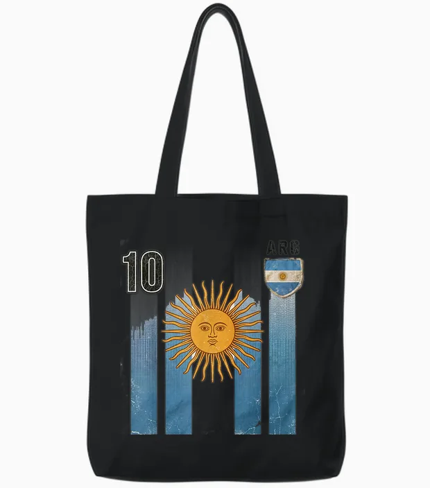 Argentine Tshirt Hommes Argentine Drapeau Tenue Tote Bags in Black