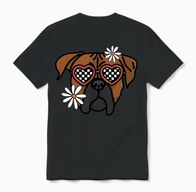 Boxer Retro Dog Unisex T-Shirt - Black