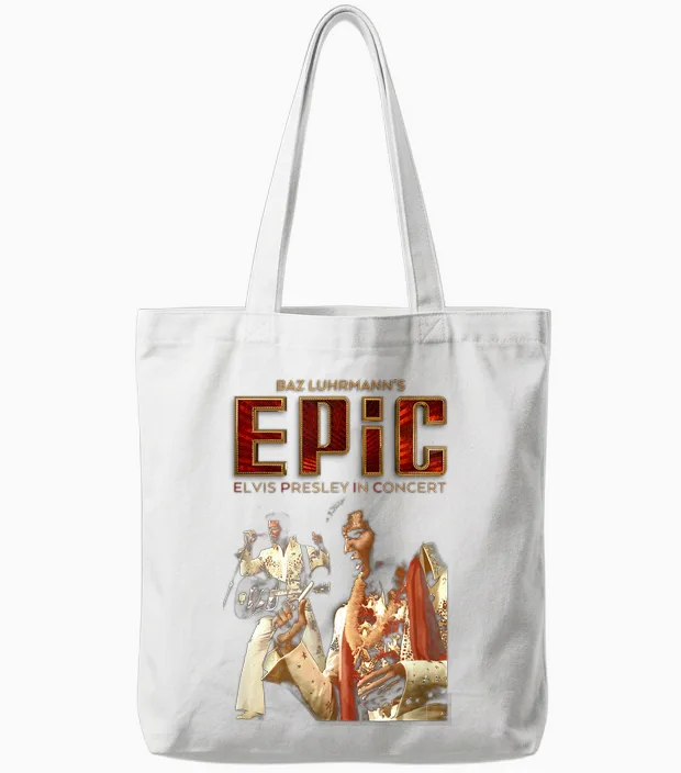 Elvis Presley Epic Guitar Tote Bags in White