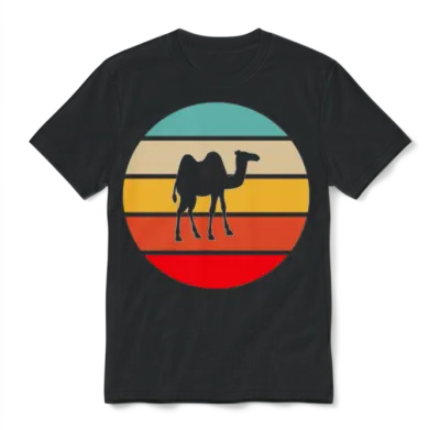 Camel Retro Unisex T-Shirt - Black