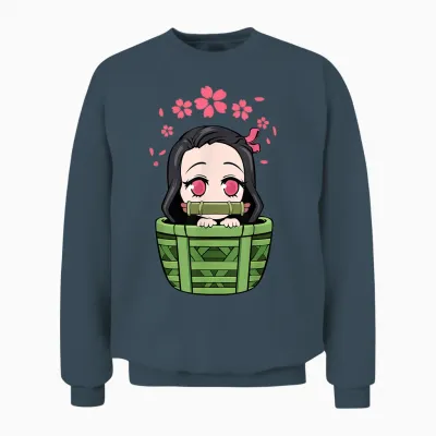 Vaporwave Aesthetic Sad Anime Japanese Animation Lover Girl T-Shirt, Black Unisex Sweatshirt - Dark Heather