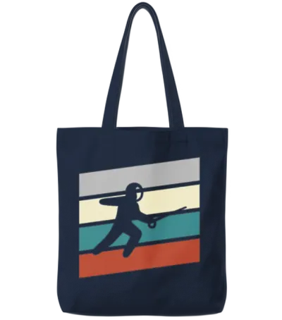 Fencing Retro Tote Bags - Navy