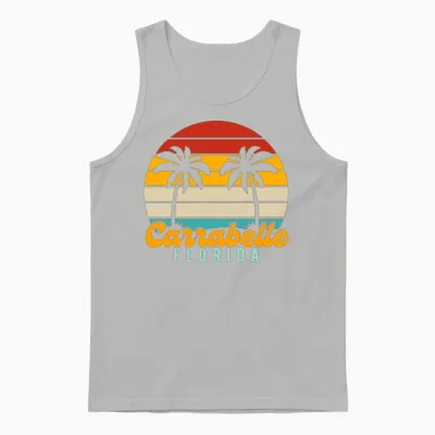 Carrabelle Florida Retro Sunset Unisex Tank Top - Ash