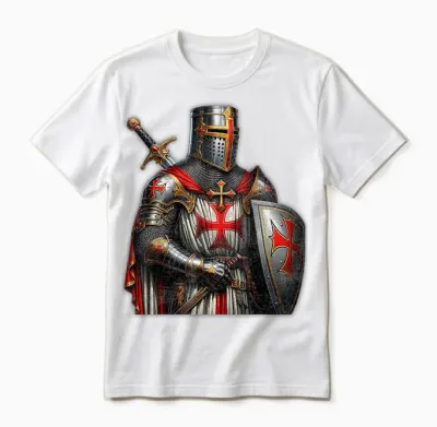 A Warrior of Christ Knights Templar Cross Aged Man T-Shirt, Black Unisex T-Shirt - White