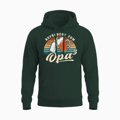 Befördert Zum Opa 3 Enkelkind Werdender Opa Unisex Hoodie - Forest