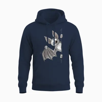 Funny Bat Flight Fox Animal Motif for Animal Lovers Fun T-Shirt, Black Unisex Hoodie - Navy