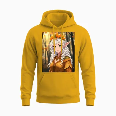 Elven Woman Portrait Unisex Hoodie - Gold